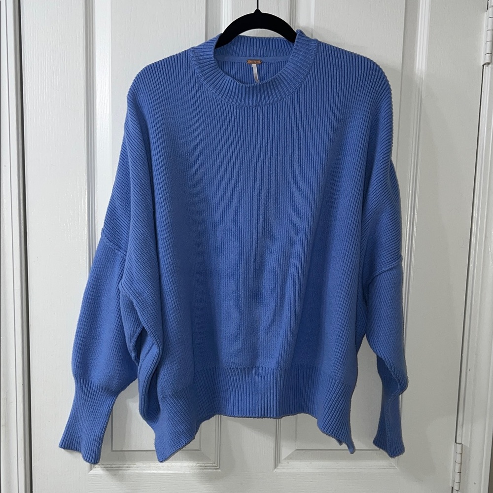 Free People Tunic Blue Oversized Knit Sweater
